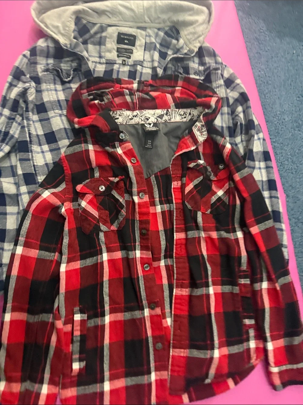2 pack Boys Plaid Hooded Button-Down shirts